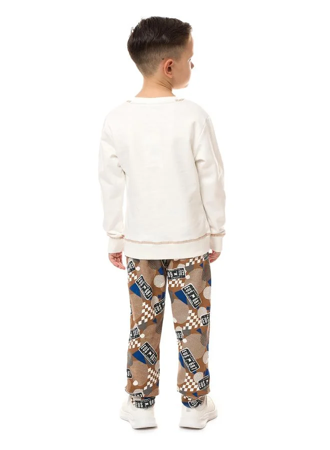 victor and jane Victor And Jane Boys Embroidered Patch Sweatshirt and Joggers Set