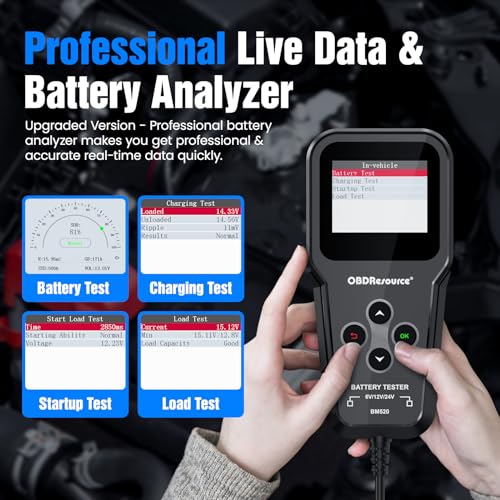 OBDResource Car Battery Tester 6V 12V 24V 3 in1 Battery Load Tester Professional Automotive Battery Analyzer Alternator 100-2000 CCA Battery Loading/Cranking/Charging Test - Image 3