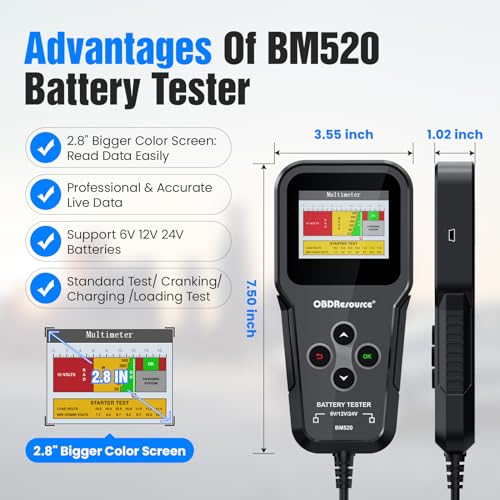 OBDResource Car Battery Tester 6V 12V 24V 3 in1 Battery Load Tester Professional Automotive Battery Analyzer Alternator 100-2000 CCA Battery Loading/Cranking/Charging Test - Image 4