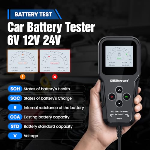 OBDResource Car Battery Tester 6V 12V 24V 3 in1 Battery Load Tester Professional Automotive Battery Analyzer Alternator 100-2000 CCA Battery Loading/Cranking/Charging Test - Image 5