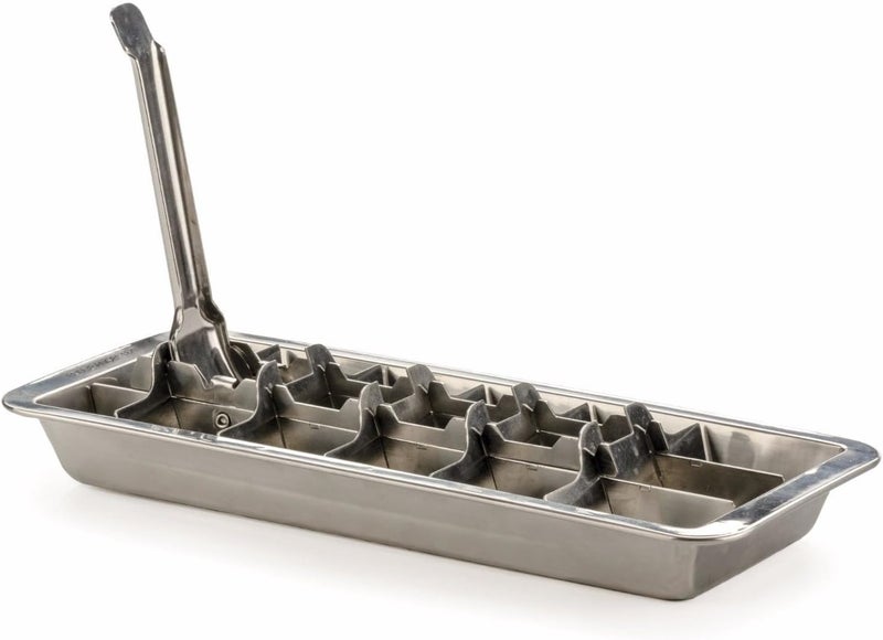 LUFMWCWD Vintage Inspired Ice Cube Tray | 18/8 Stainless Steel | 18 Slot Ice Cube Tray | Easy Release Handle  11"" | Retro Design For Bars & Kitchens | Levers Remove Cubes | Dishwasher Safe - Image 3