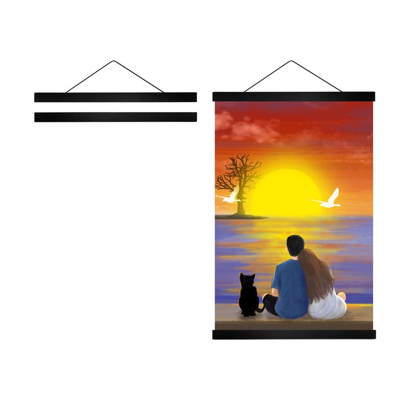 Radezon Radezon 11 inch Wide Magnetic Poster Hanger Frame 11x17 11x14 11x22 Wood Frame for Posters Prints Photos Pictures Maps Scrolls and Artwork  Wall Hanging Wooden Frame 