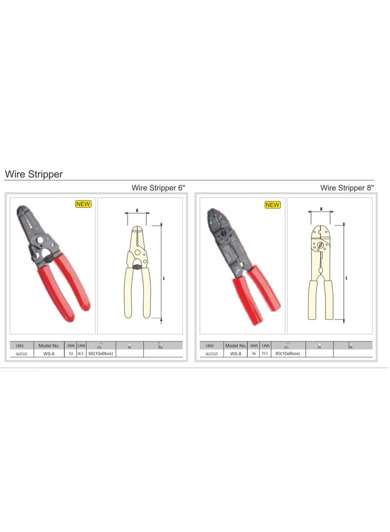 Jetechtool 6-Inch Adjustable Wire Stripper Wire Cutter and Stripper Wire Cutter Electrical Spring Loaded Stripper, Cutter for Technicians Electricians Installers - WS-6 - Image 2