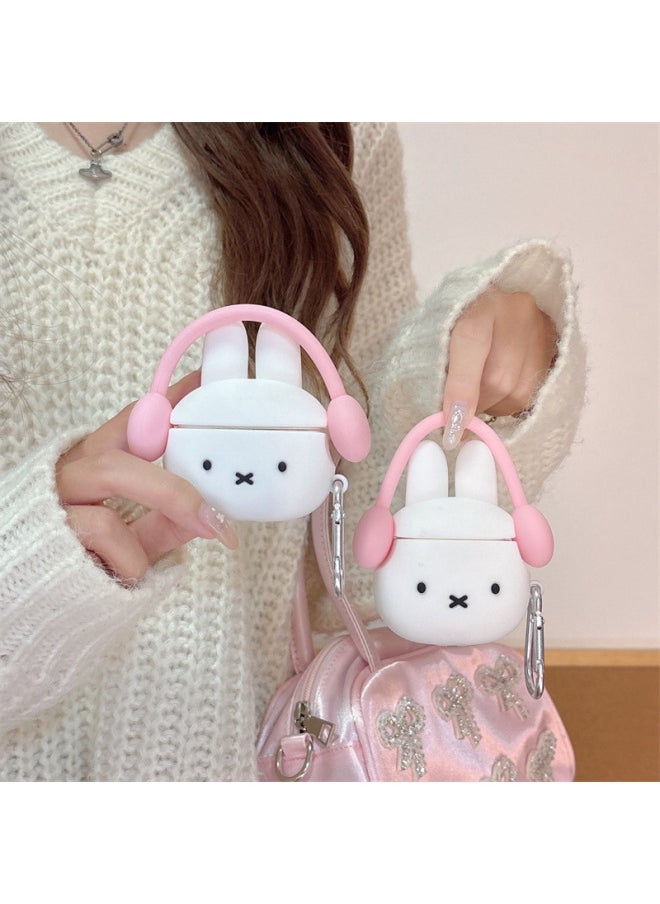 Generic - Japanese And Korean Ins Headphones Rabbit Suitable For Airpods4/3 Headphone Protective Case Pro Second And Third Generation Niche-Color:Rabbit Earphone Set With Headphones, Shell + Hook-Applicable Models:For Apple Airpods 4 - Image 1