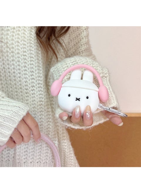 Japanese And Korean Ins Headphones Rabbit Suitable For Airpods4/3 Headphone Protective Case Pro Second And Third Generation Niche-Color:Rabbit Earphone Set With Headphones, Shell + Hook-Applicable Models:For Apple Airpods 4