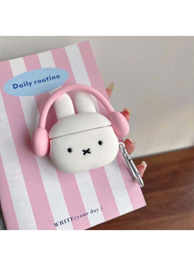 Generic - Japanese And Korean Ins Headphones Rabbit Suitable For Airpods4/3 Headphone Protective Case Pro Second And Third Generation Niche-Color:Rabbit Earphone Set With Headphones, Shell + Hook-Applicable Models:For Apple Airpods 4 - Image 1