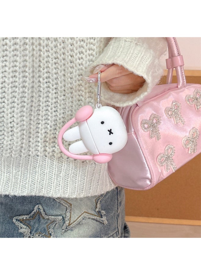 Generic - Japanese And Korean Ins Headphones Rabbit Suitable For Airpods4/3 Headphone Protective Case Pro Second And Third Generation Niche-Color:Rabbit Earphone Set With Headphones, Shell + Hook-Applicable Models:For Apple Airpods 4 - Image 1