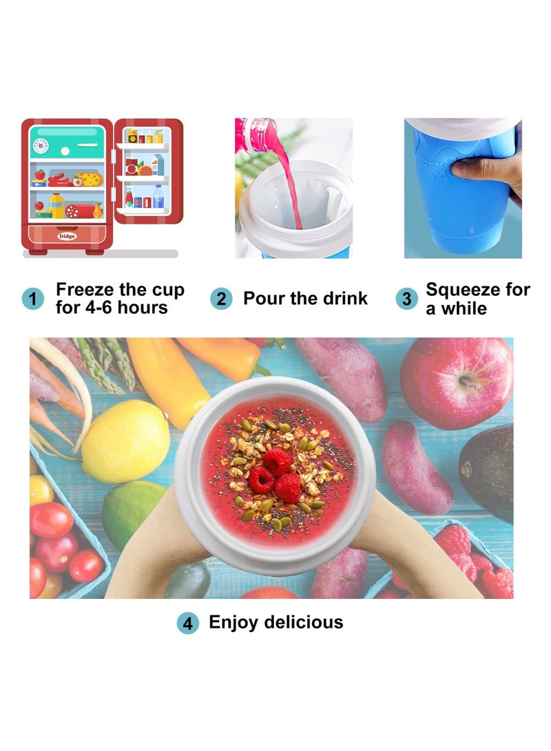 SYOSI صانعة الثلج كوب رحلات محمولة بطبقتين سيليكون قبضة صيفية ساخنة مبرد سموذي سيليكون للأطفال والبالغين - Image 2