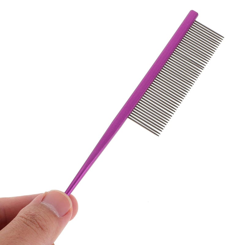 Purple Pet Grooming Steel Comb for Dogs Cats Dematting Hair Removal - Image 5