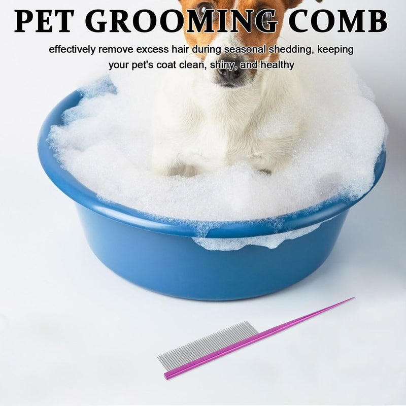 Purple Pet Grooming Steel Comb for Dogs Cats Dematting Hair Removal - Image 4