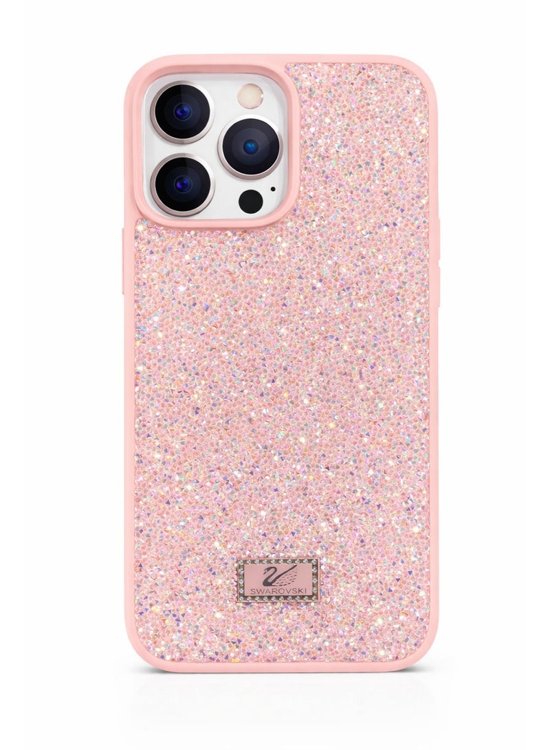 VR CREATIVE Luxury Glitter Diamond Phone Case for Apple iPhone 16 Pro Sparkling Rhinestone Bling Protective Cover - Pink - Image 1