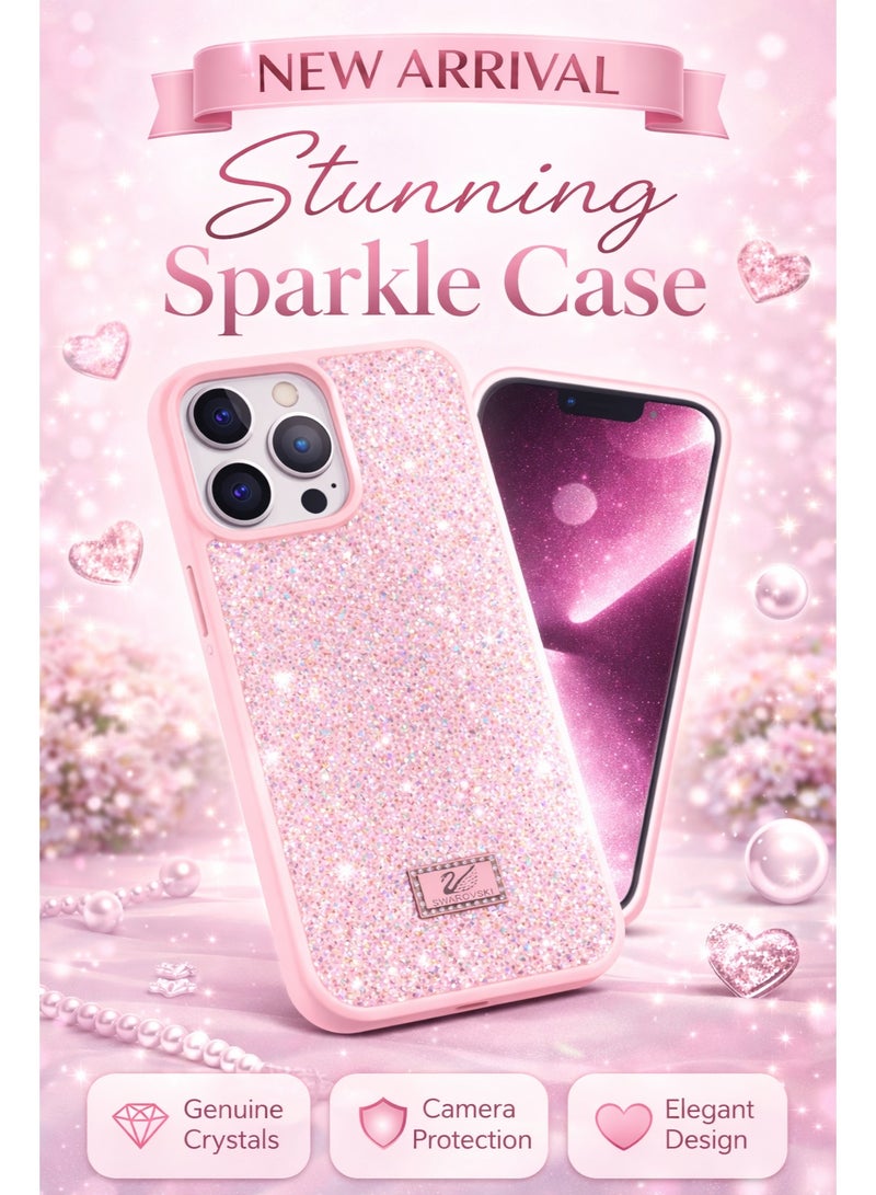 VR CREATIVE Luxury Glitter Diamond Phone Case for Apple iPhone 16 Pro Sparkling Rhinestone Bling Protective Cover - Pink - Image 4