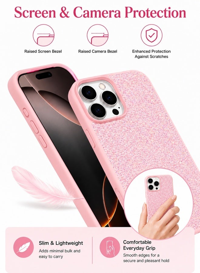 غطاء هاتف فاخر واقٍ مزين بأحجار الكريستال والراينستون اللامعة لهاتف Apple iPhone 16 Pro – أبيض - Image 5