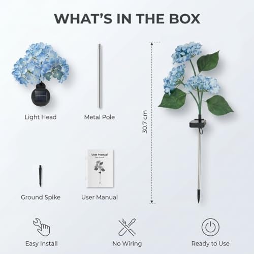 hardoll Plastic Solar Decorative Light Hydrangea Flower Shaped RGB Color LED Lamp For Waterproof Outdoor Home Garden Yard(Blue Color-Pack Of 1) - Image 4