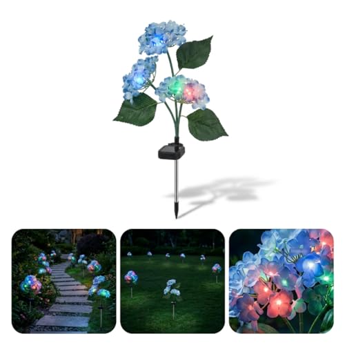 hardoll Plastic Solar Decorative Light Hydrangea Flower Shaped RGB Color LED Lamp For Waterproof Outdoor Home Garden Yard(Blue Color-Pack Of 1) - Image 1
