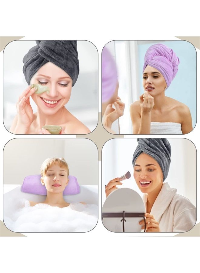 SUNLAND Microfiber Hair Drying Towel 2 Pack Super Absorbent Quick Dry Magic Hair Turban for Drying Long Hair Soft and Large 20 inch X 40 inch Grey and Purple - Image 2