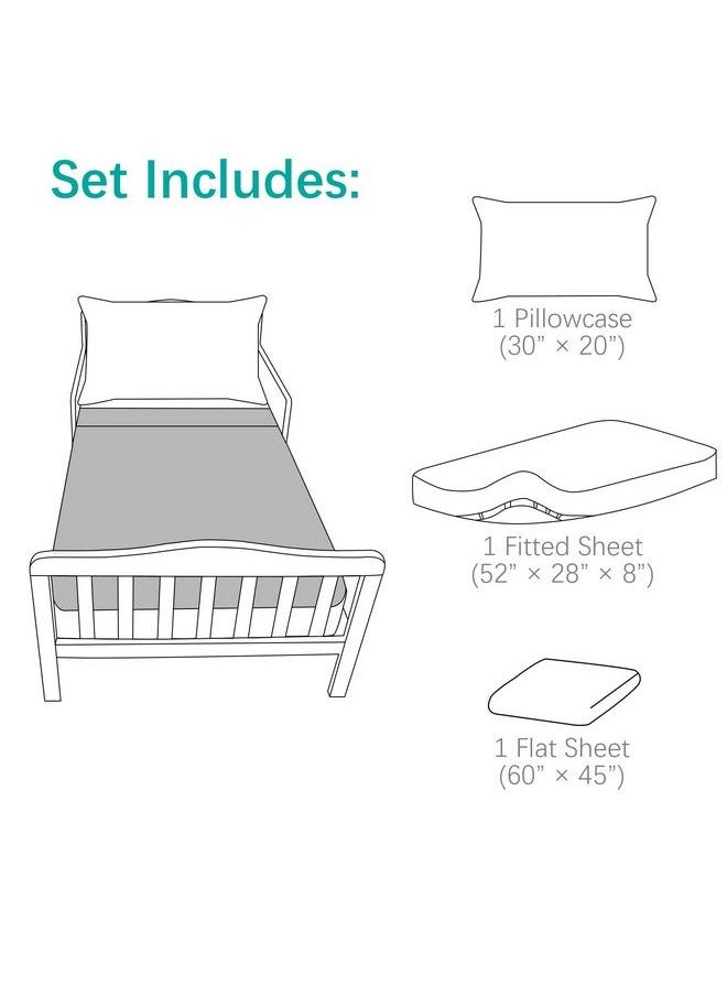 Biloban - 3Piece Toddler Sheet Set Microfiber Toddler Bedding Set Includes Crib Mattress Sheet Flat Sheet And Envelope Pillowcase Silky Soft Breathable And Lightweight Grey - Image 1