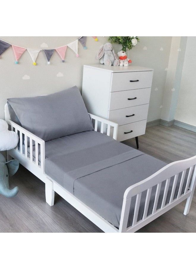 Biloban - 3Piece Toddler Sheet Set Microfiber Toddler Bedding Set Includes Crib Mattress Sheet Flat Sheet And Envelope Pillowcase Silky Soft Breathable And Lightweight Grey - Image 1