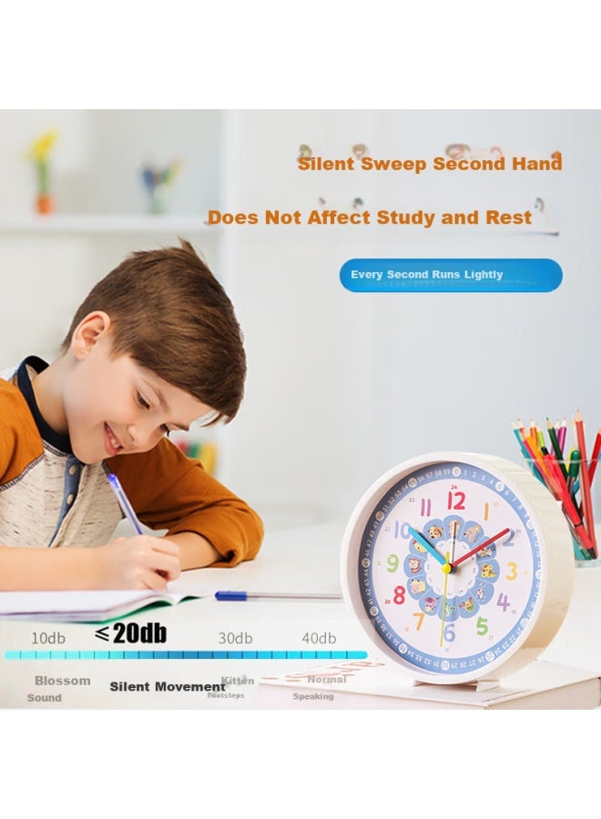 Compas Desktop Alarm Clock Quartz Clock Children'S Student Wake-Up Artifact Simple Bedroom Bedside Clock 2362 White - Image 3