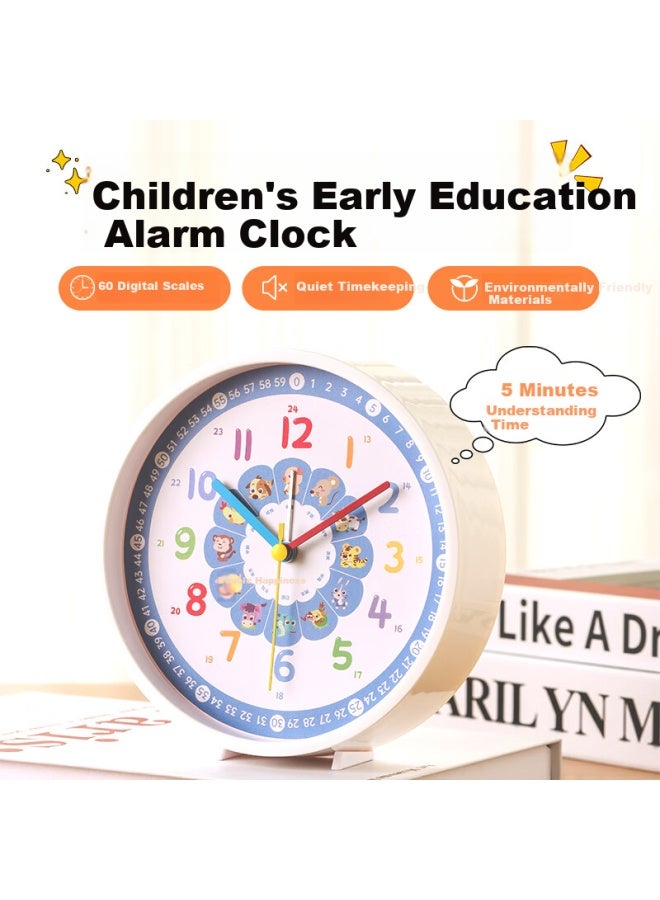 Compas Desktop Alarm Clock Quartz Clock Children'S Student Wake-Up Artifact Simple Bedroom Bedside Clock 2362 White - Image 1
