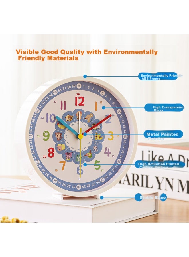 Compas Desktop Alarm Clock Quartz Clock Children'S Student Wake-Up Artifact Simple Bedroom Bedside Clock 2362 White - Image 2