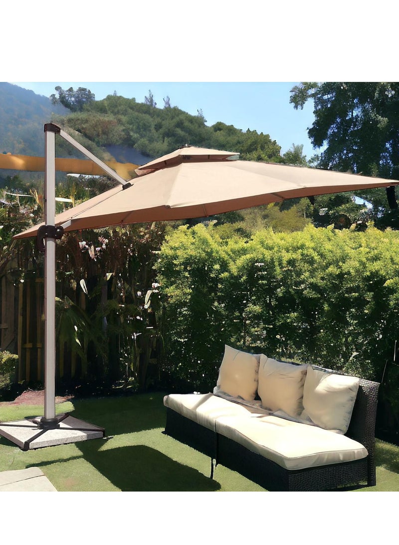 Wooden Twist Wooden Twist Sunshade Aluminium Garden Umbrella with Rotating Handle Stylish Outdoor Patio Decor and UV-Resistant Canopy  - Image 1