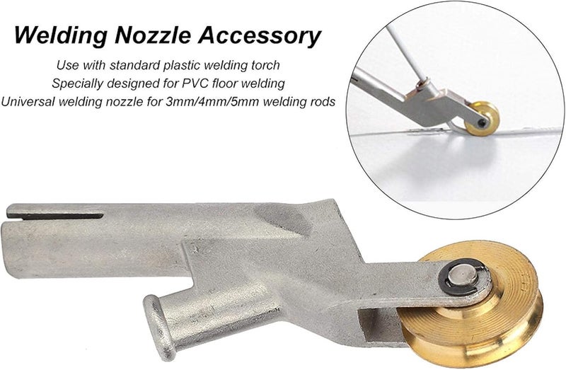 klarako Floor Welding Nozzle Round Mouth Hot Air Gun Tips PVC Flooring Welder Heating Torch Accessory with Wheel - Image 3