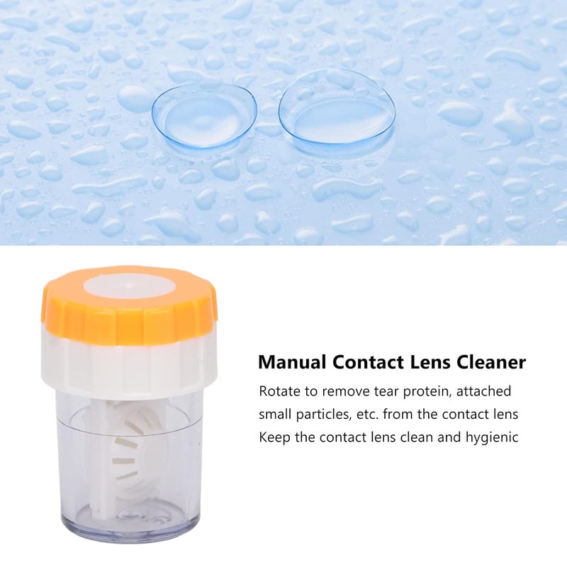 woobles 10pcs Contact Lens Cleaner, Professional Portable Manual Contact Lens Cleaning Soaking Case Washer for Daily Care (Orange) - Image 4
