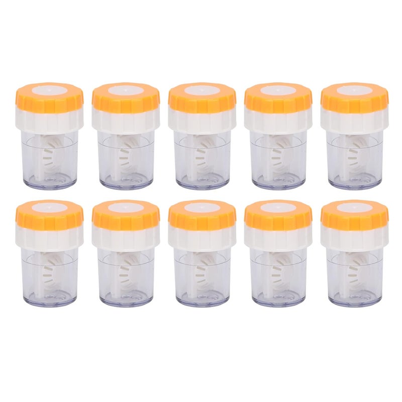 woobles 10pcs Contact Lens Cleaner, Professional Portable Manual Contact Lens Cleaning Soaking Case Washer for Daily Care (Orange) - Image 1