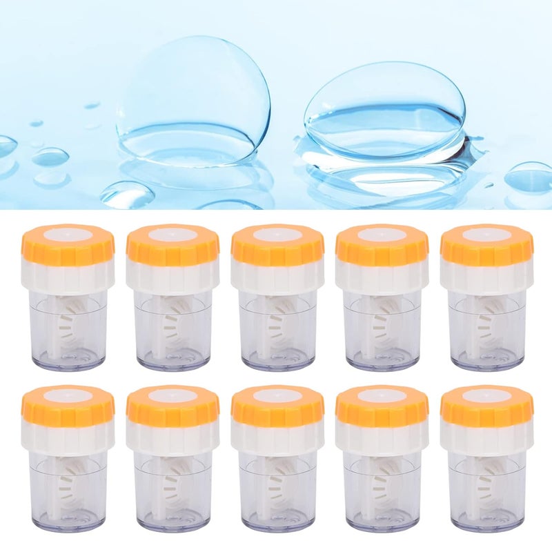 woobles 10pcs Contact Lens Cleaner, Professional Portable Manual Contact Lens Cleaning Soaking Case Washer for Daily Care (Orange) - Image 5