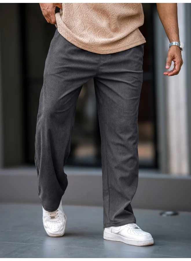 مانياك بنطلون رياضي رجالي مانياك من قماش الكوردروي بلون فضي رمادي
