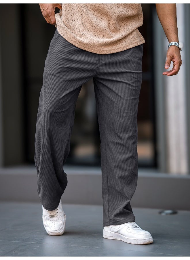 Maniac Maniac Mens Solid SilverGrey Corduroy Fabric Trackpant  - Image 1
