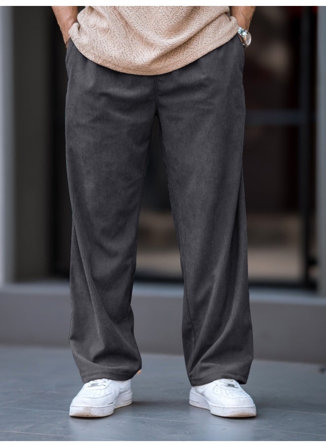 Maniac Maniac Mens Solid SilverGrey Corduroy Fabric Trackpant  - Image 2