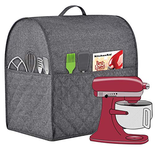HOHUO Stand Mixer Dust-proof Cover for KitchenAid Mixer，Multi Pockets for Various Kitchen Appliance Accessories，Water-resistant，Easy Cleaning (Grey, Fit for Bowl Lift 5-8 Quart) - Image 1