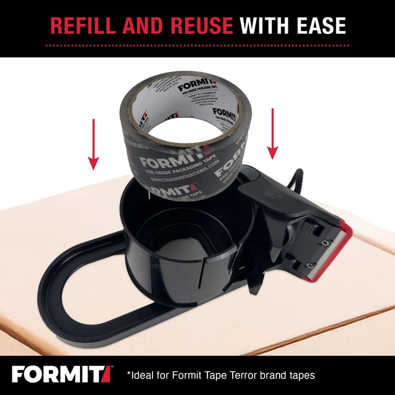 Tape Terror Packing Tape Dispenser - Heavy Duty Shipping Tape Dispenser for Boxes, Refillable, Fits Standard Bulk Tapes Up to 2" Wide - Razor-Sharp Cutting Packaging Tape Dispenser (1-Count) - Image 4