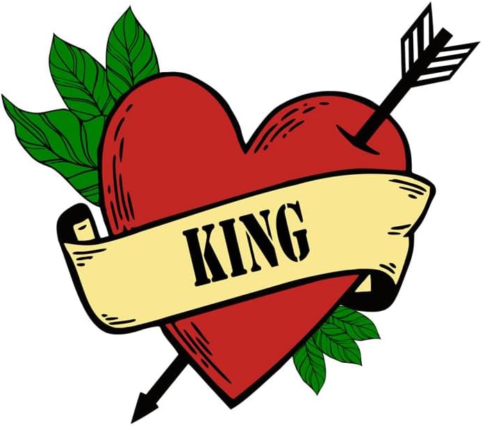 King Heart arrow TEMPORARY TATTOO waterproof lasts a week leader Royal crown