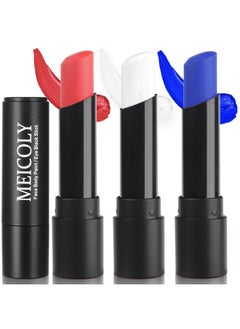 MEICOLY MEICOLY 3Pcs Red White and Blue Face Paint,4th of July Accessories,4th of July Face Body Paint,4th of July Outfits for Women,Face Painting for Halloween SFX Clown Devil Spiderman Cosplay Makeup  - Image 1