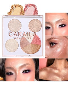 CAKAILA Highlighter Palette Multicolour, Makeup Palette Facial Bronzers Illuminator Palette Highlighter Baked Waterproof Long Lasting Brilliant Lighten Skin Color  - Image 1