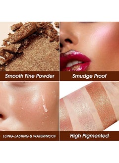 CAKAILA Highlighter Palette Multicolour, Makeup Palette Facial Bronzers Illuminator Palette Highlighter Baked Waterproof Long Lasting Brilliant Lighten Skin Color  - Image 5