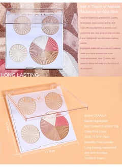 CAKAILA Highlighter Palette Multicolour, Makeup Palette Facial Bronzers Illuminator Palette Highlighter Baked Waterproof Long Lasting Brilliant Lighten Skin Color  - Image 4