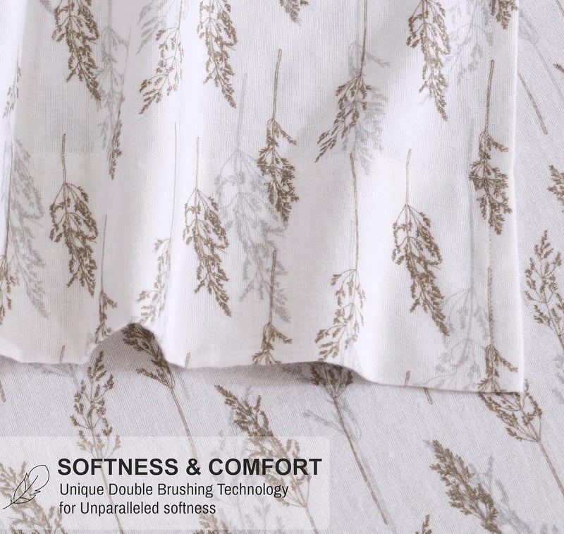 RUVANTI Flannel Sheets Full Size - 100% Cotton Double Brushed Bed Sheets Set, Deep Pockets 16 Inches, All Seasons Breathable & Extra Soft Full Sheets, Warm & Cozy, 4 Piece, Dried Straw - Image 3