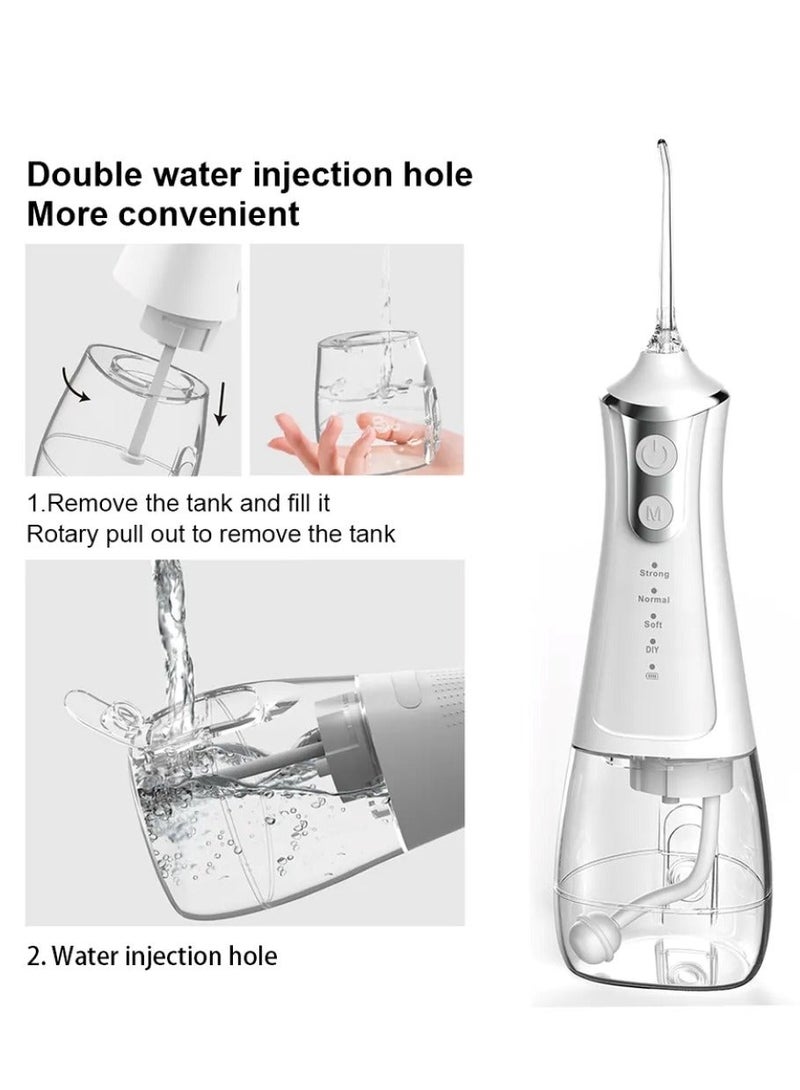 DOSCHER Portable Water Dental Flosser For Teeth Cleaning Dental Oral Irrigator With 4 Modes Scalable 5 Jet Nozzles IPX7 Water Resistance 300ML - Image 5