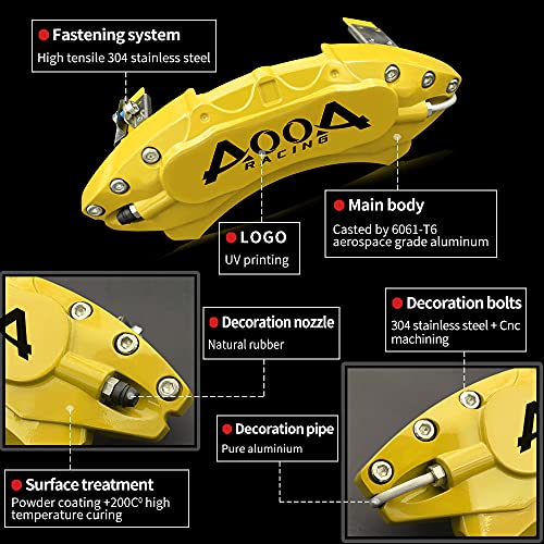 AOOA Caliper Covers Yellow Brake Covers Fits Mustang Performance GT edition 15-23（set of 4） - Image 5