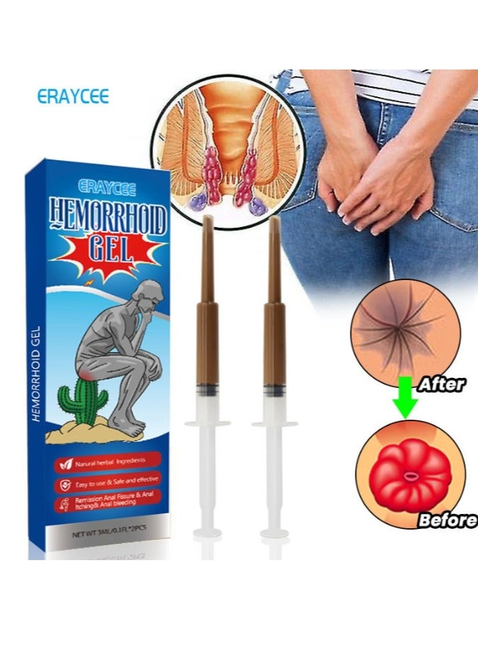 ERAYCEE Hemorrhoids Gel Soothing Relief with Natural Ingredients  Fast Acting Formula For Hemorrhoid Discomfort 2 PCS  Each Pcs 3ml - Image 1