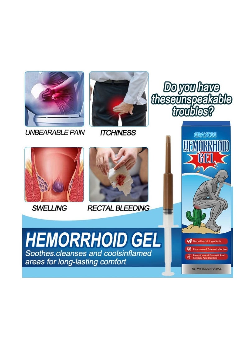 ERAYCEE Hemorrhoids Gel Soothing Relief with Natural Ingredients  Fast Acting Formula For Hemorrhoid Discomfort 2 PCS  Each Pcs 3ml - Image 4