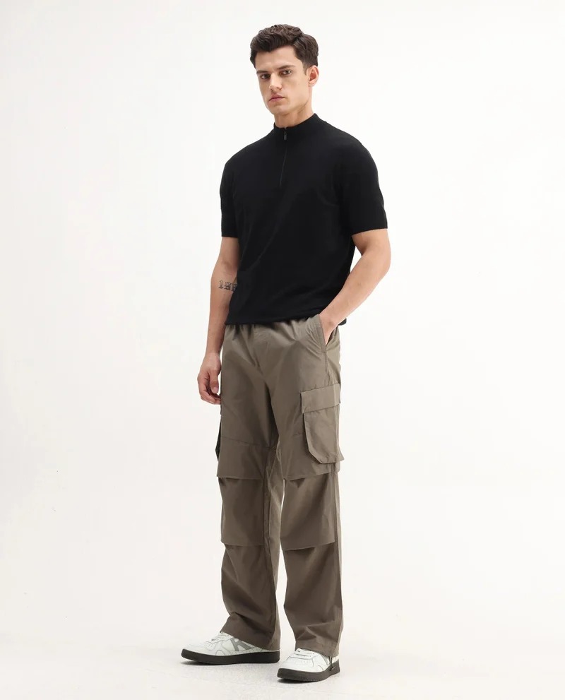 Rare Rabbit Men's Parachute Cargo Regular Fit Trouser