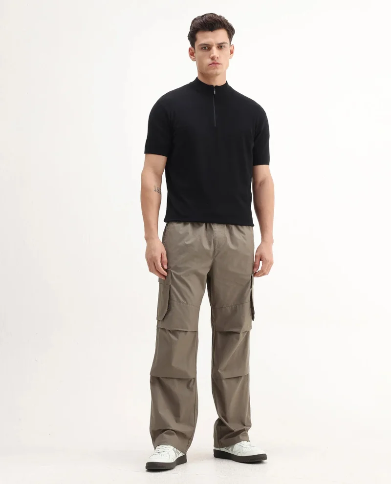 Rare Rabbit Men's Parachute Cargo Regular Fit Trouser