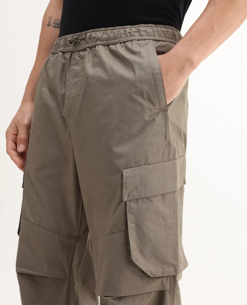 Rare Rabbit Men's Parachute Cargo Regular Fit Trouser