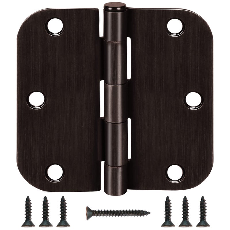 KIW 18 Pack Interior Door Hinges Oil Rubbed Bronze Door Hinges 3.5 Inch Rounded 5/8 Radius 3 1/2 Door Hinge Door Accessories Door Hardware Residential Bedroom Standard Flart Hinges For Doors Indoor 3  "" - Image 1