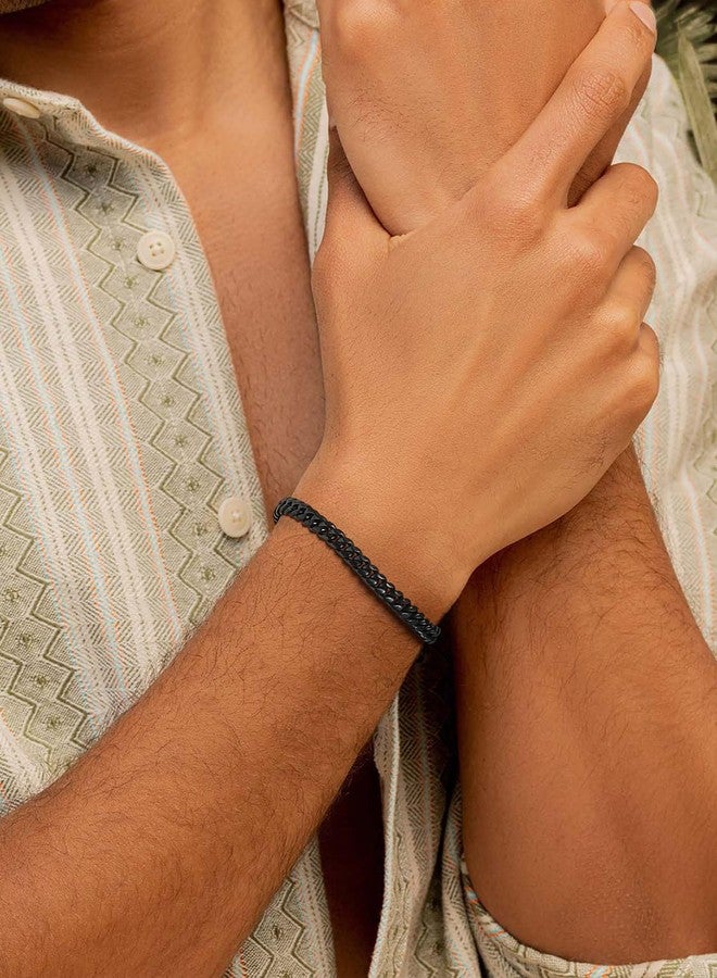 ChainsPro Black Chain Bracelet Stainless Steel 6MM 19CM Husband Dad Gift Black - Image 2